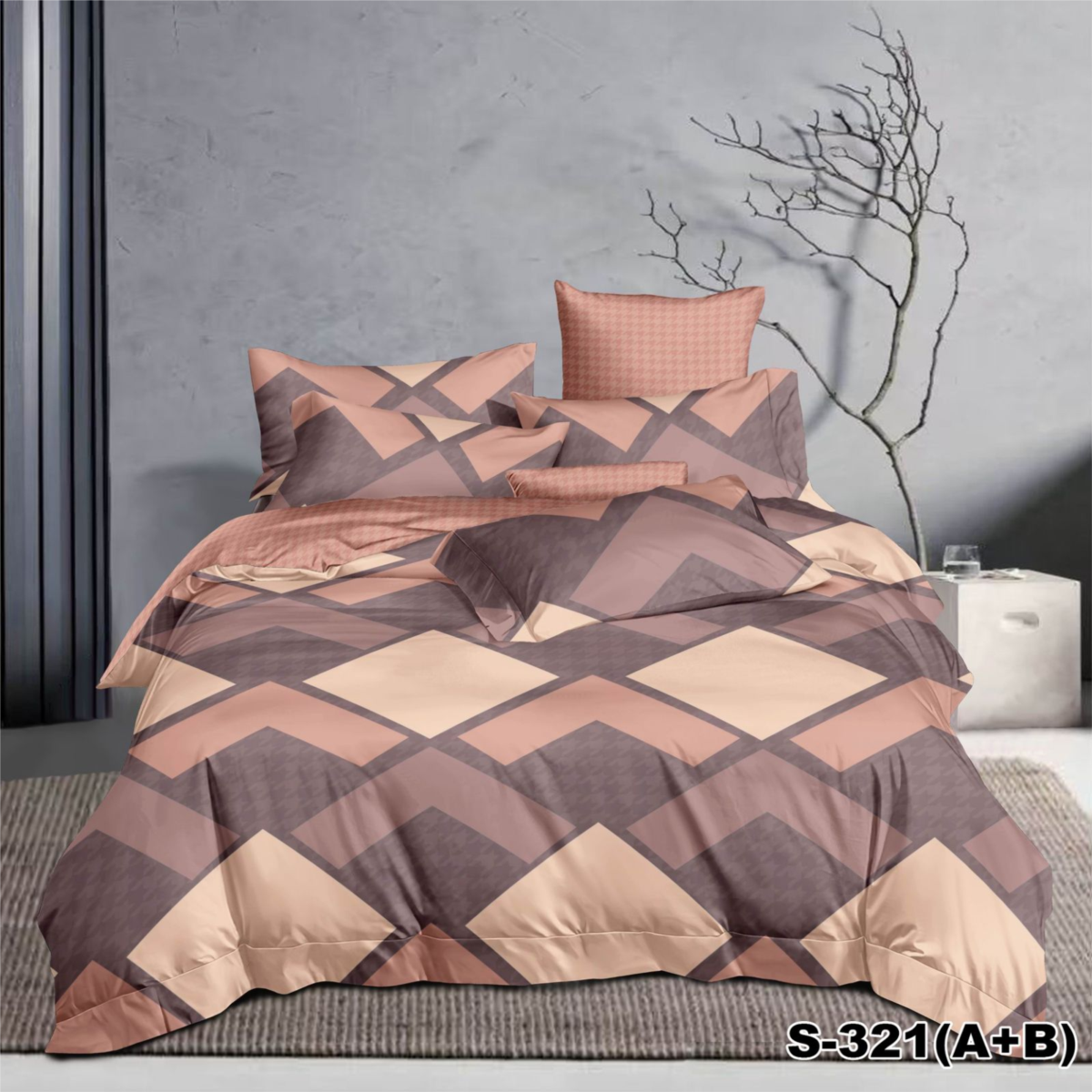 Односпальний комплект постільної білизни сатин S-321 (A+B)