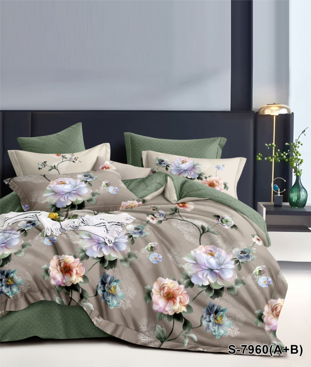 Односпальний комплект постільної білизни сатин S-7960(A+B)