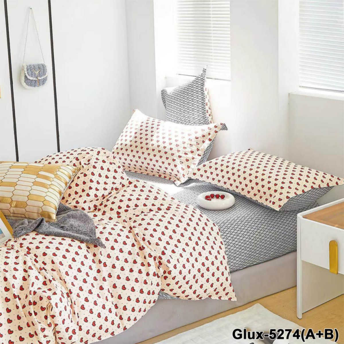 Односпальний комплект постільної білизни бязь GLUX-5274(A+B)